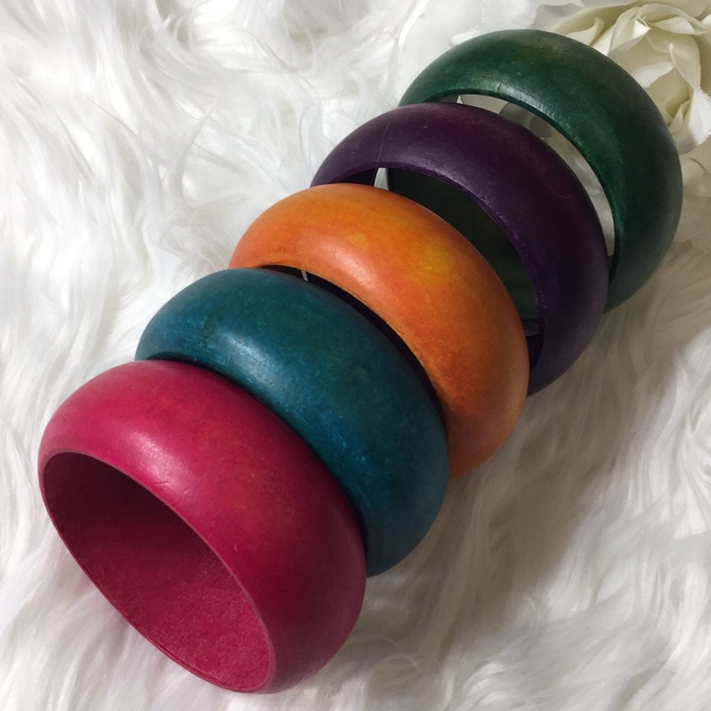 EUC Bundle of 5 Colored Wooden Bracelets
